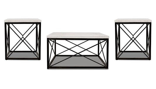 Skyler White Marble 3-Piece Occasional Set