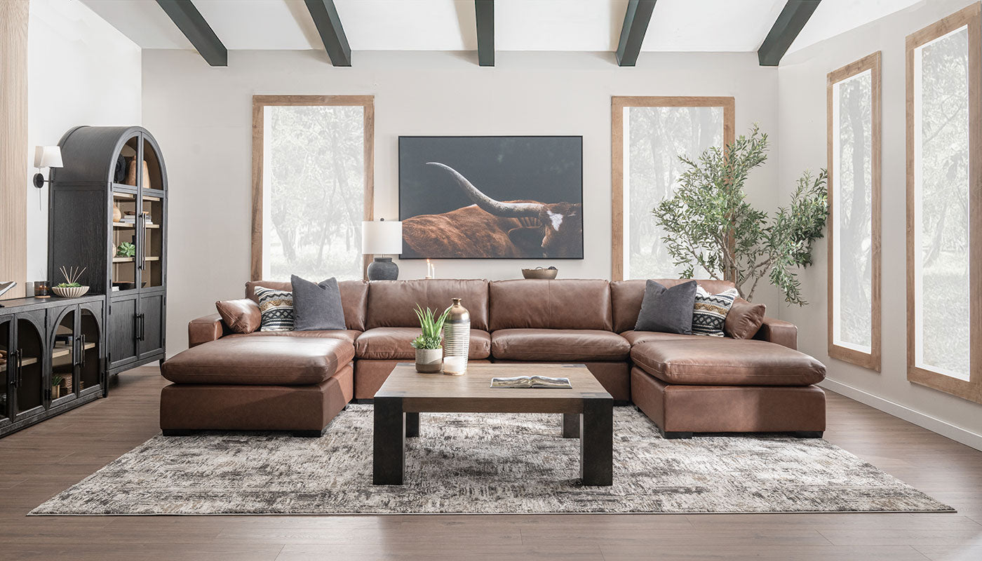 City Limits II Leather Dual Chaise Sectional
