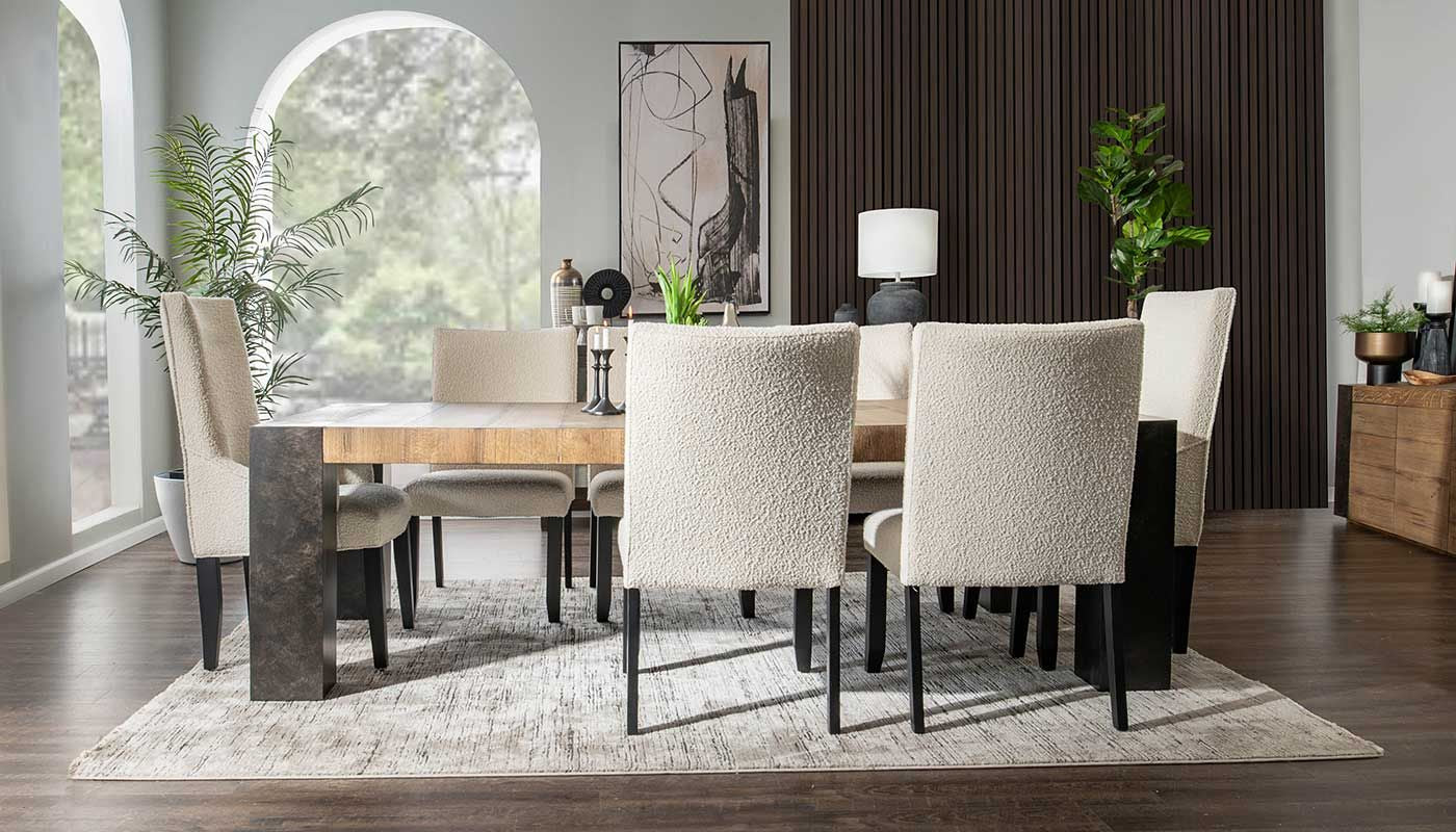 Our House 100" Dining Height Table & Black Chairs